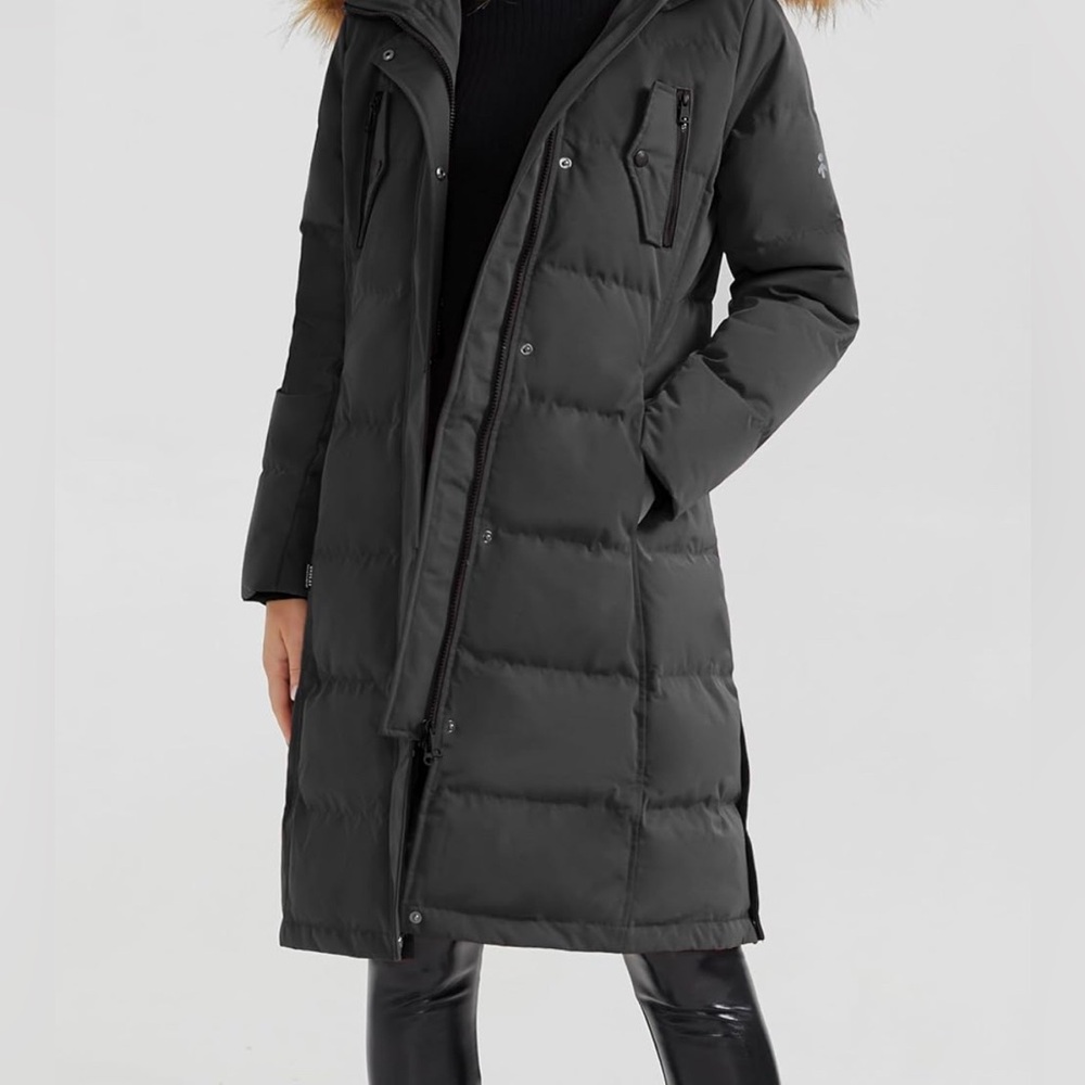 Orolay Black Thigh Length Parka